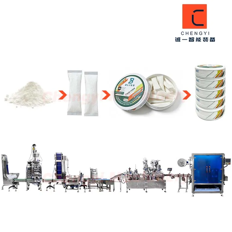 Automatic Snus Nicotine Caffeine Tobacco Can Packing Production Line