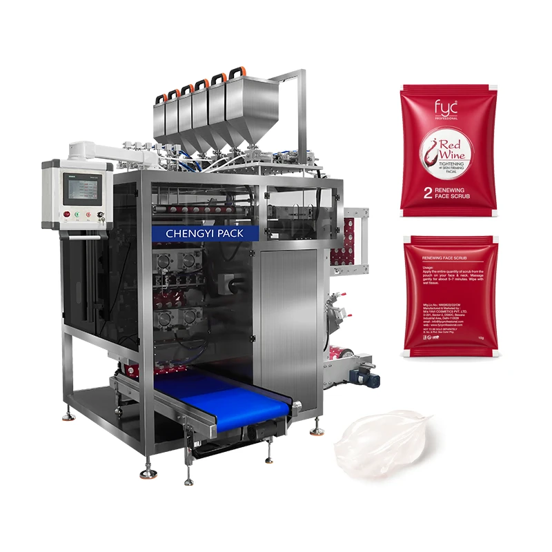 Multi-Lane 6-Material Sachet Machine for Cosmetic & Skincare